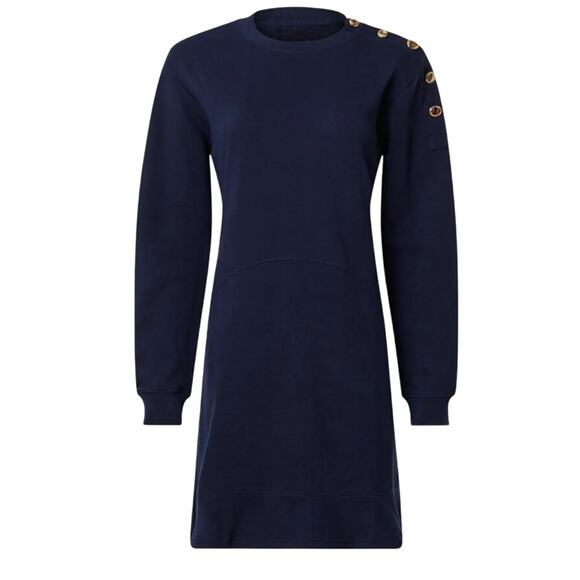 Derek Lam Blue Sweatshirt Mini Dress SMALL Oversized Comfy Preppy Designer $300 - Picture 5 of 9